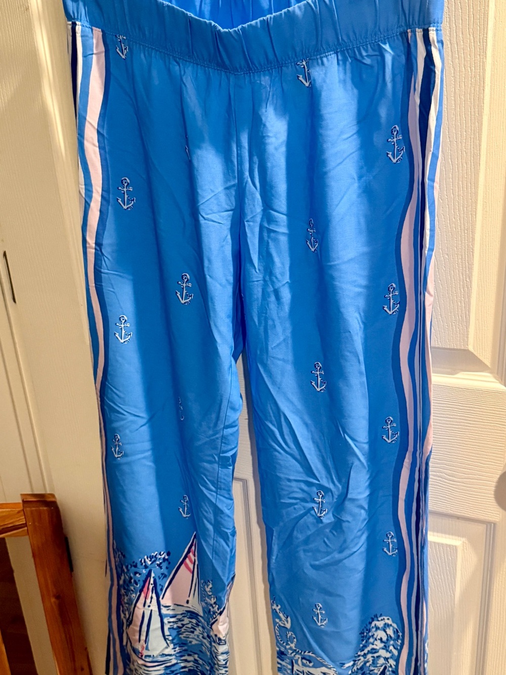 Lilly Pulitzer Blue and White Nautical Anchor Swim Coverup Pants